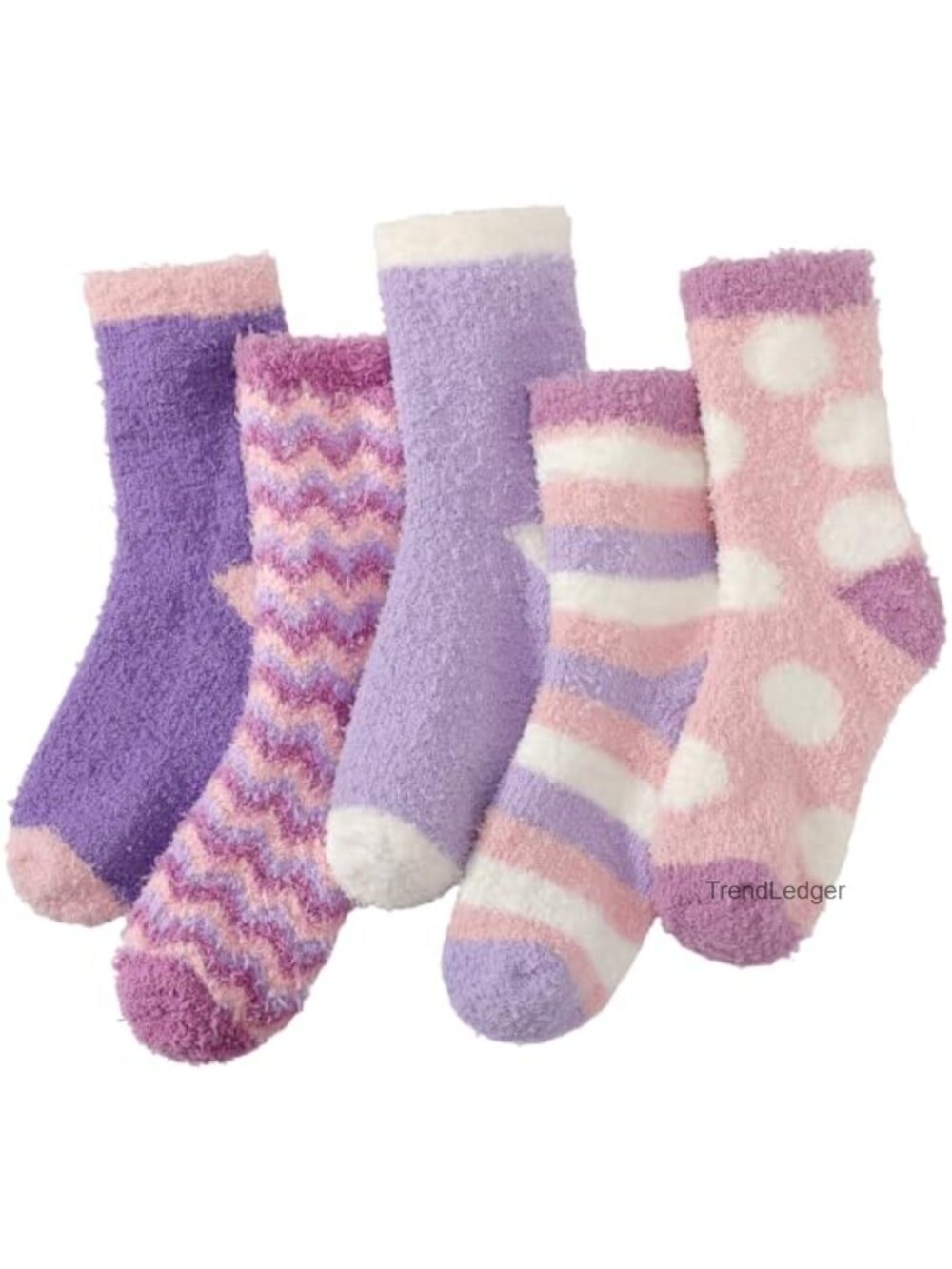 Women Fuzzy Slipper Socks Polyester Spandex Winter Warm Cozy 5 Pairs